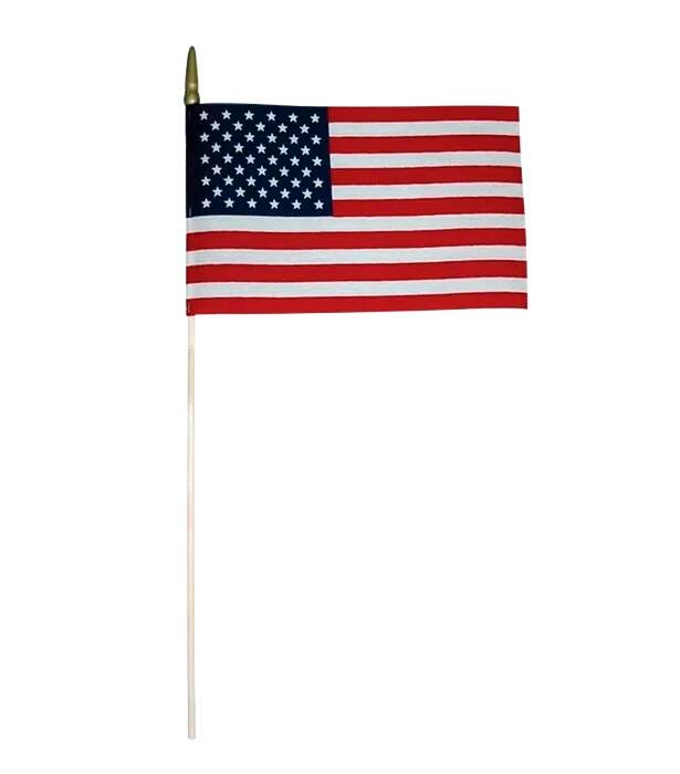 Image for Annin United States Flag, Hand-Held, White Wood Staff, Gold Spear Tip, 2 x 3 Feet from School Specialty